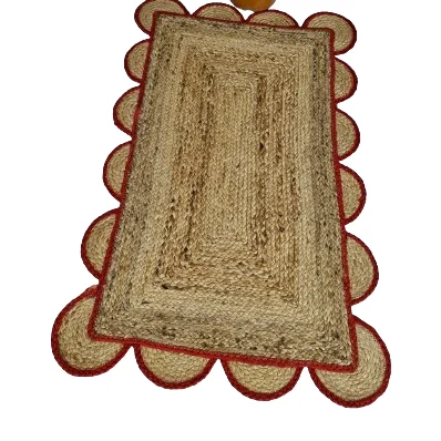 Beautiful Handmade Jute Rug Rectangle Large Outdoor Jute Rug with Different Design & Color Printed Braided Rectangle from India