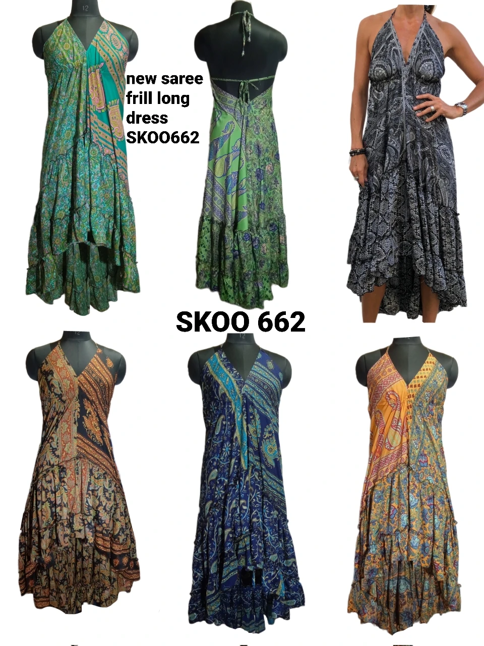 New Party Wear One Piece Off Shoulder Sleeveless Long Dress Vintage Silk Saree 20 Line Frill Dress Ladies Traditional Wear