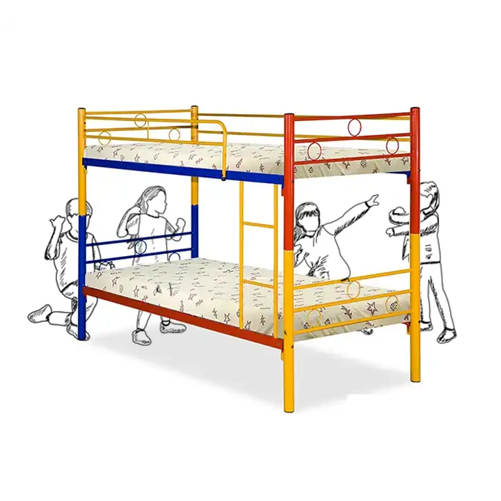 Colorful Kids Children Bed KD-5883 Single Size Double Decker Metal Bunk Beds Frame