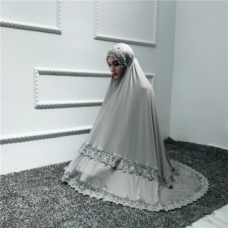 Ramadon collection prayer two piece set hijab abaya dress with lace design jilbaba telekung