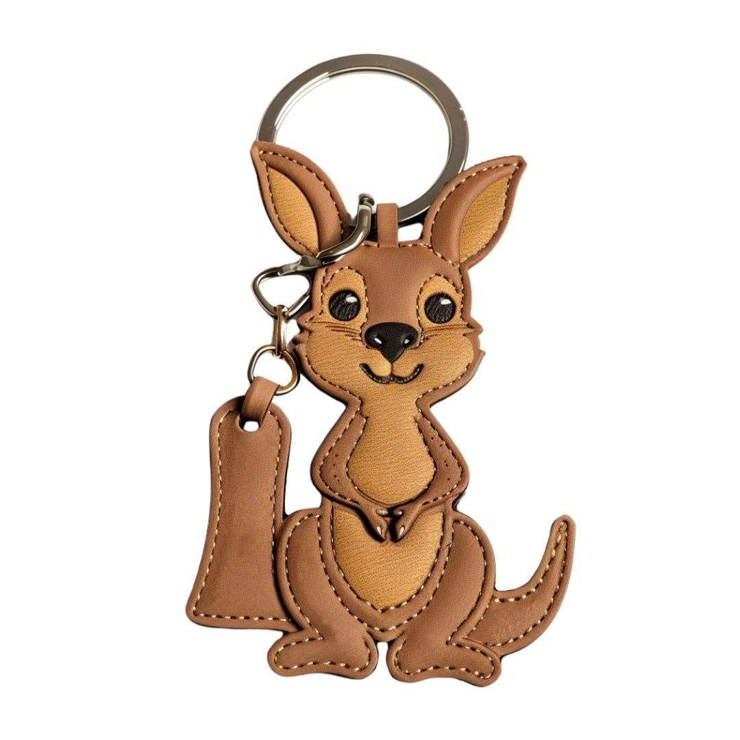 Promotional Cute Koala Kangaroo Elephant Keyring Custom Leather Keychain