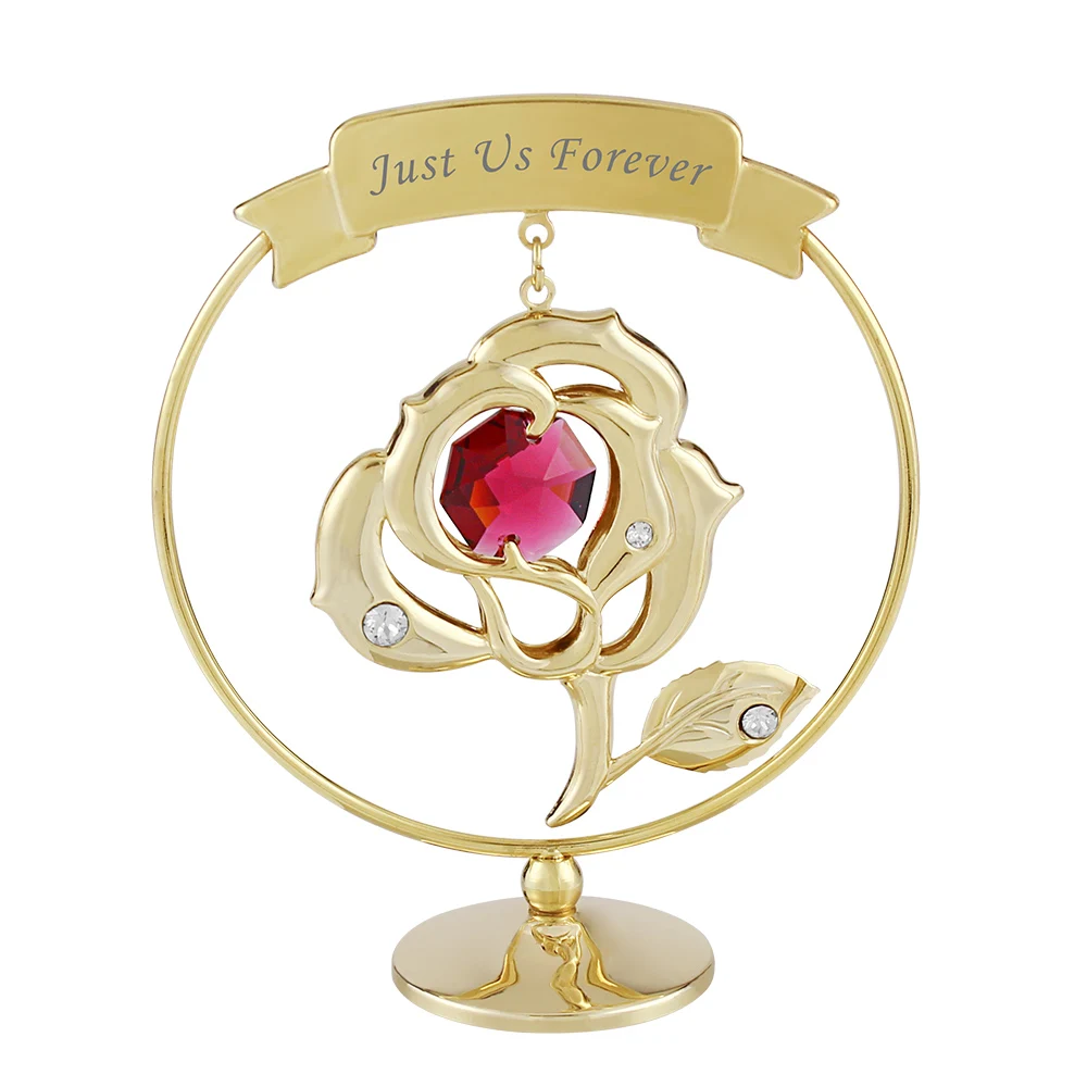 CRYSTOCRAFT Wedding Favors Crystal Rose Bohemia Crystal Dazzle Cut Gold Plated Personalized Laser Engraving Return Gifts