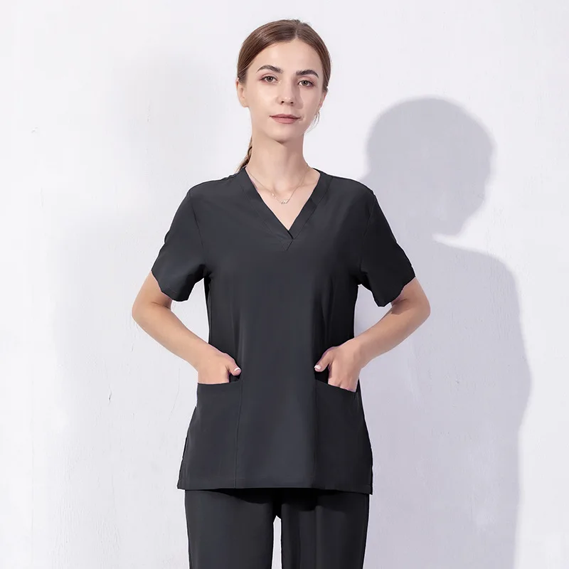 Nurse Uniforms Scrub Sets Neck Scrub Top Nursing Uniforms For Women Customized Label Woven Logo Hospital Uniforms