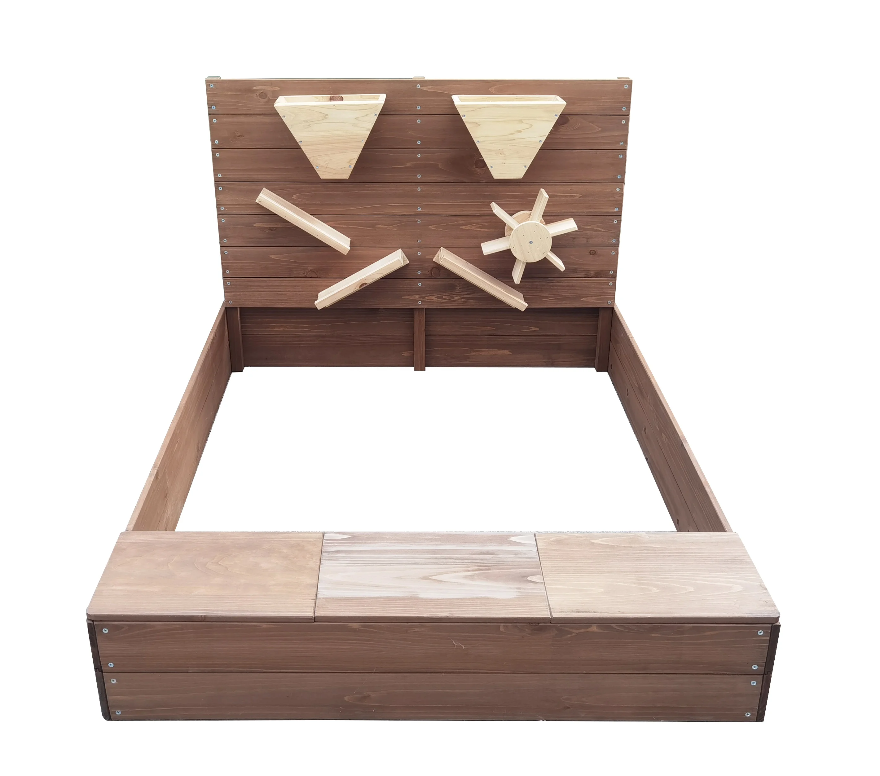 Multifunctional Kids Sandbox with Cover with Chutes Spinning Wheel Sand Boxes for Kids Backyard