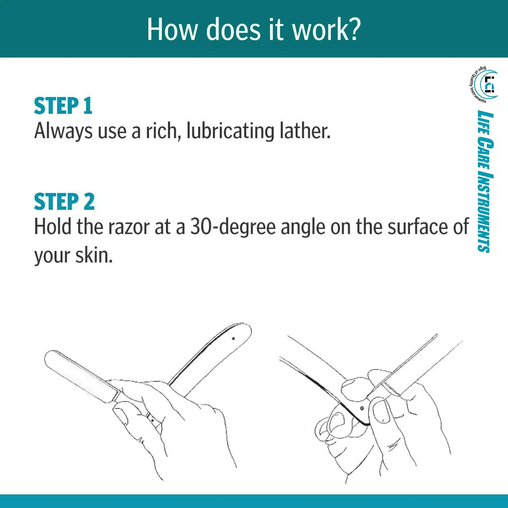 Wooden Handle Barber Razor Cut Throat Shaving Razor with Wooden Handle PU Leather Cover Made by Life Care Instruments