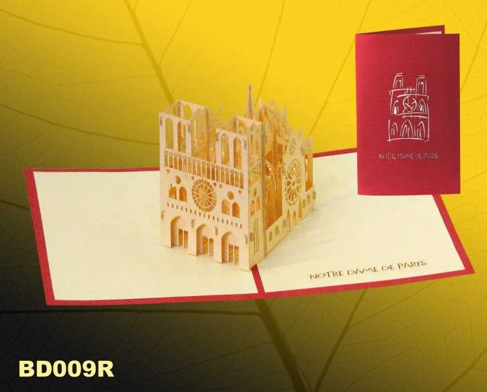 NOTRE DAME DE PARIS 3D POP UP GREETING CARD/3D CARDS MADE IN VIETNAM
