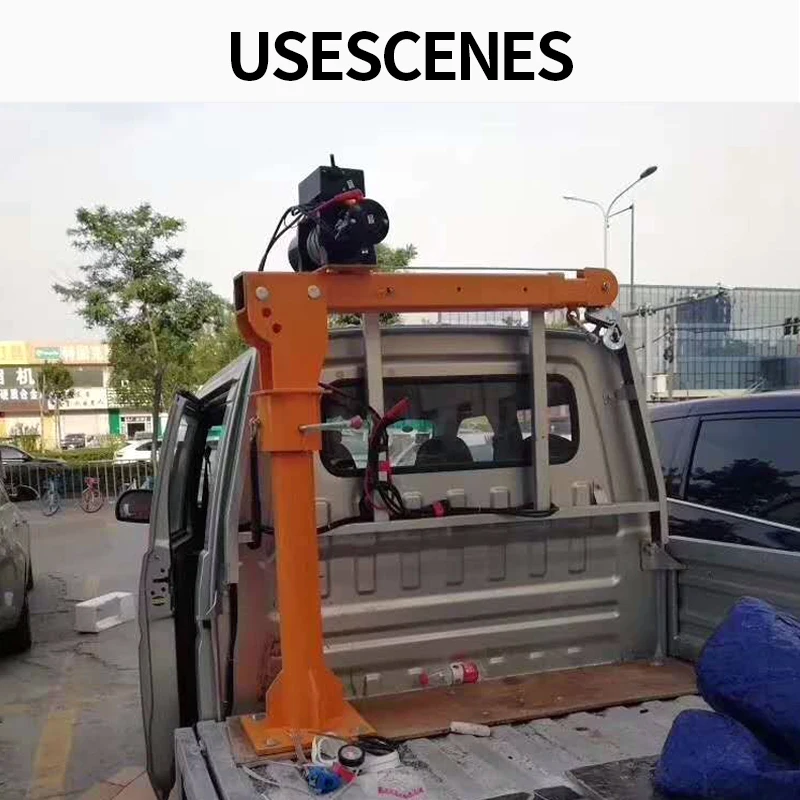 2000lbs 900kg Mini Mobile Mounted Swivel Hydraulic Foldable Engine Shop PickUp Truck Crane with cable winch