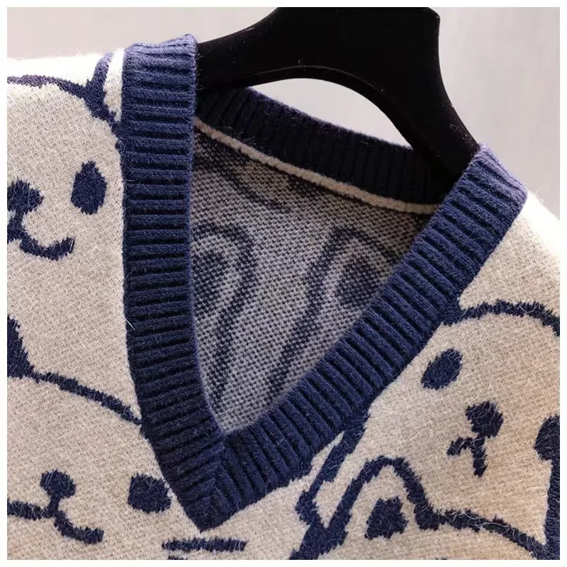 Custom Anime Mens Knitwear Oem Knit Jacquard Crew Neck Sweater Sleeveless Top Knitted Vest Sweater