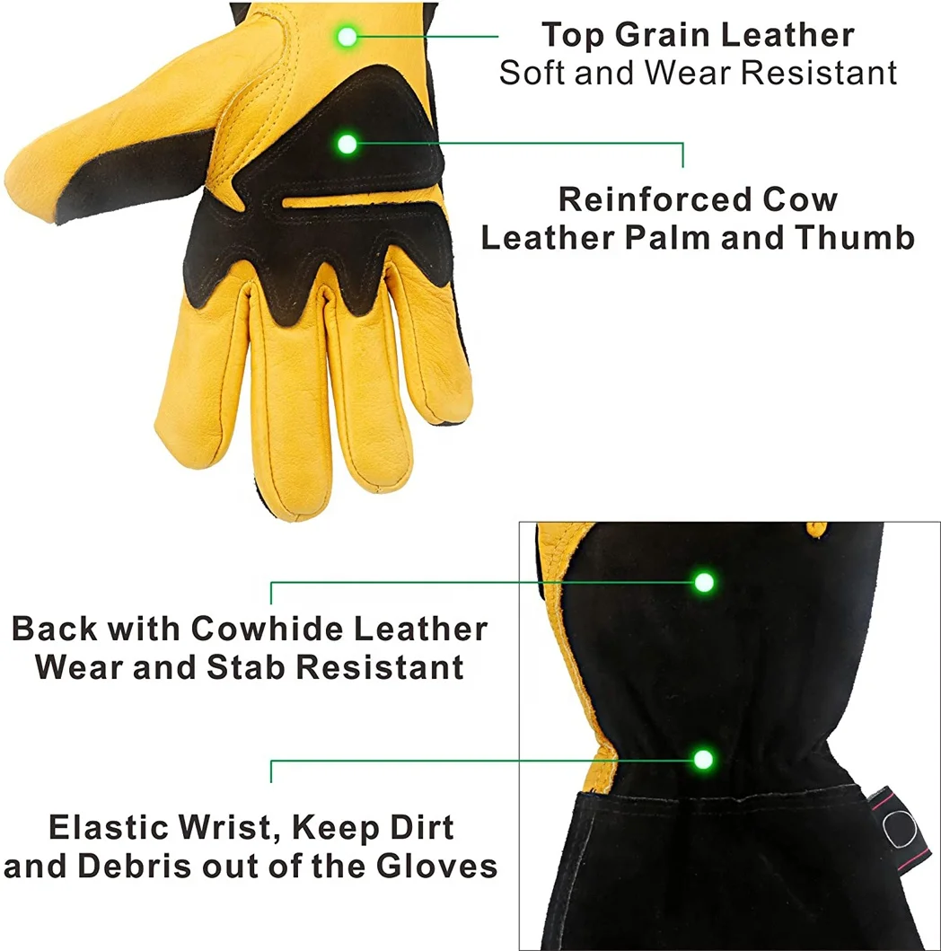 Black Yellow 16-inch Long Sleeve 932F Heat Resistant durable aluminum foil Insulated Lining Grill BBQ Gloves for Men and Women