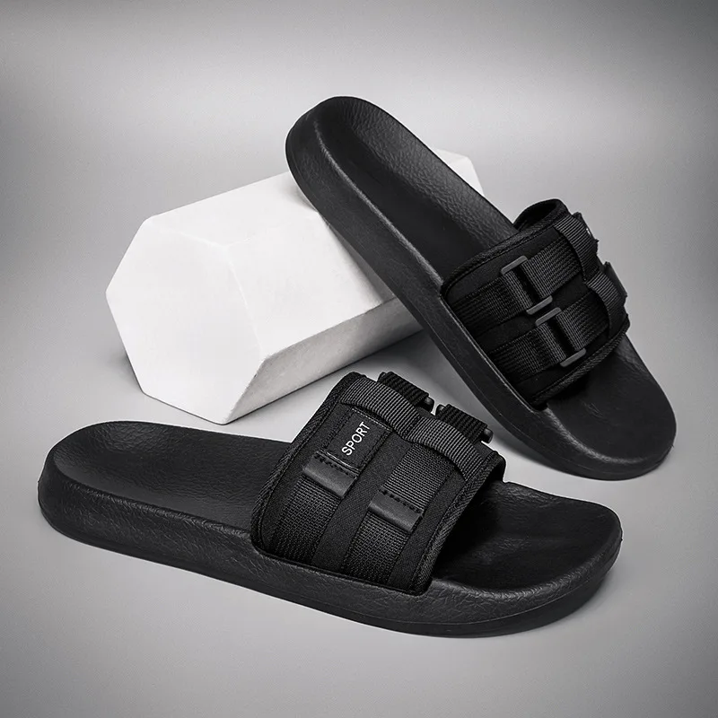 Wholesale Men Sliders Summer Fashion Trendy Men Webbing Double Straps Cloth Beach Sandals Slides Men