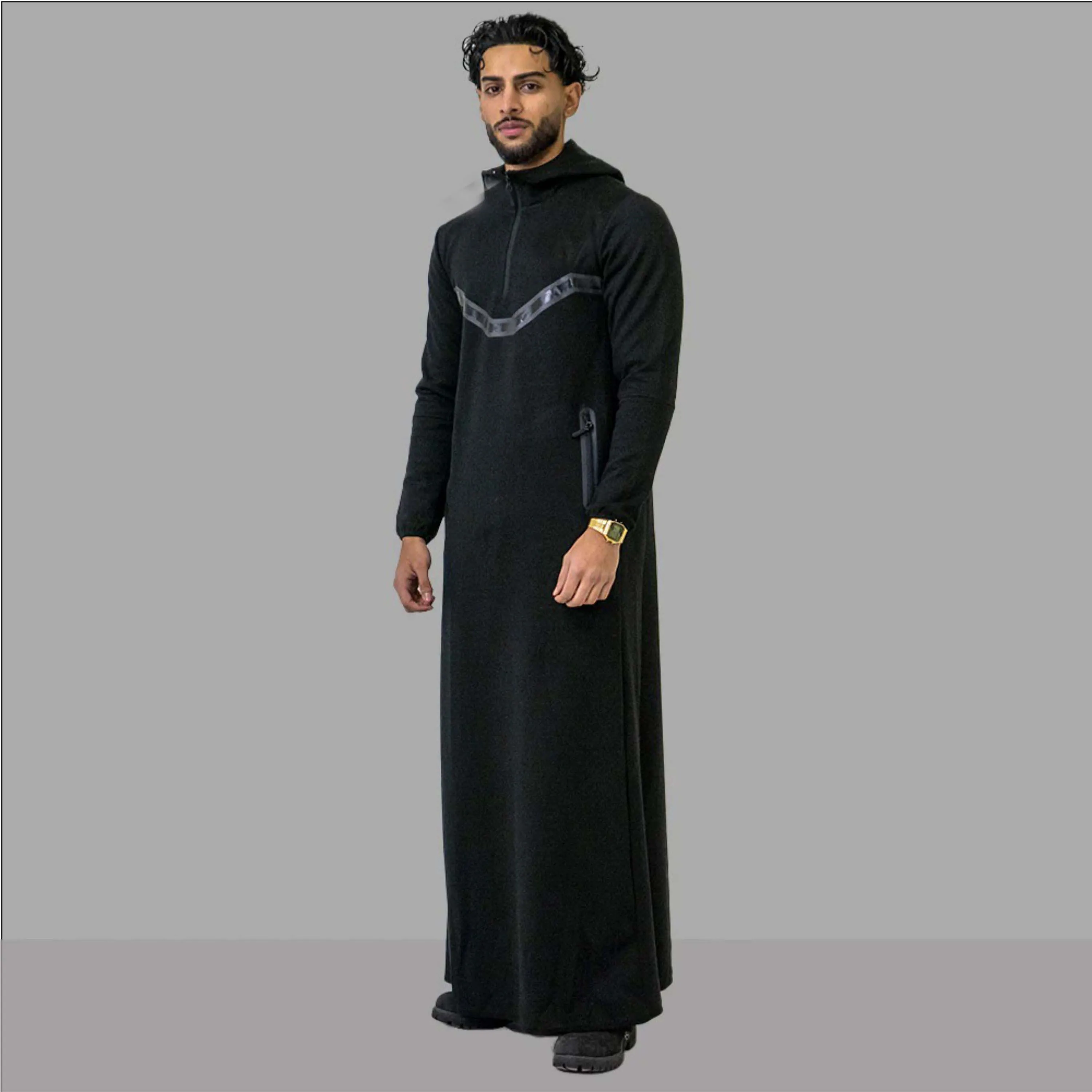 High-Quality Traditional Men Thobe with Hood - Stylish and Comfortable Middle Eastern Robe  Perfect for Cultural and Casual Wear