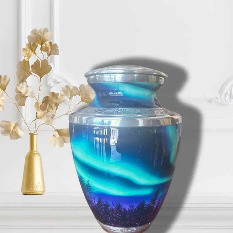 Aurora Urn for Adult Human Male and Female The Northern Lights Urn for Cremation