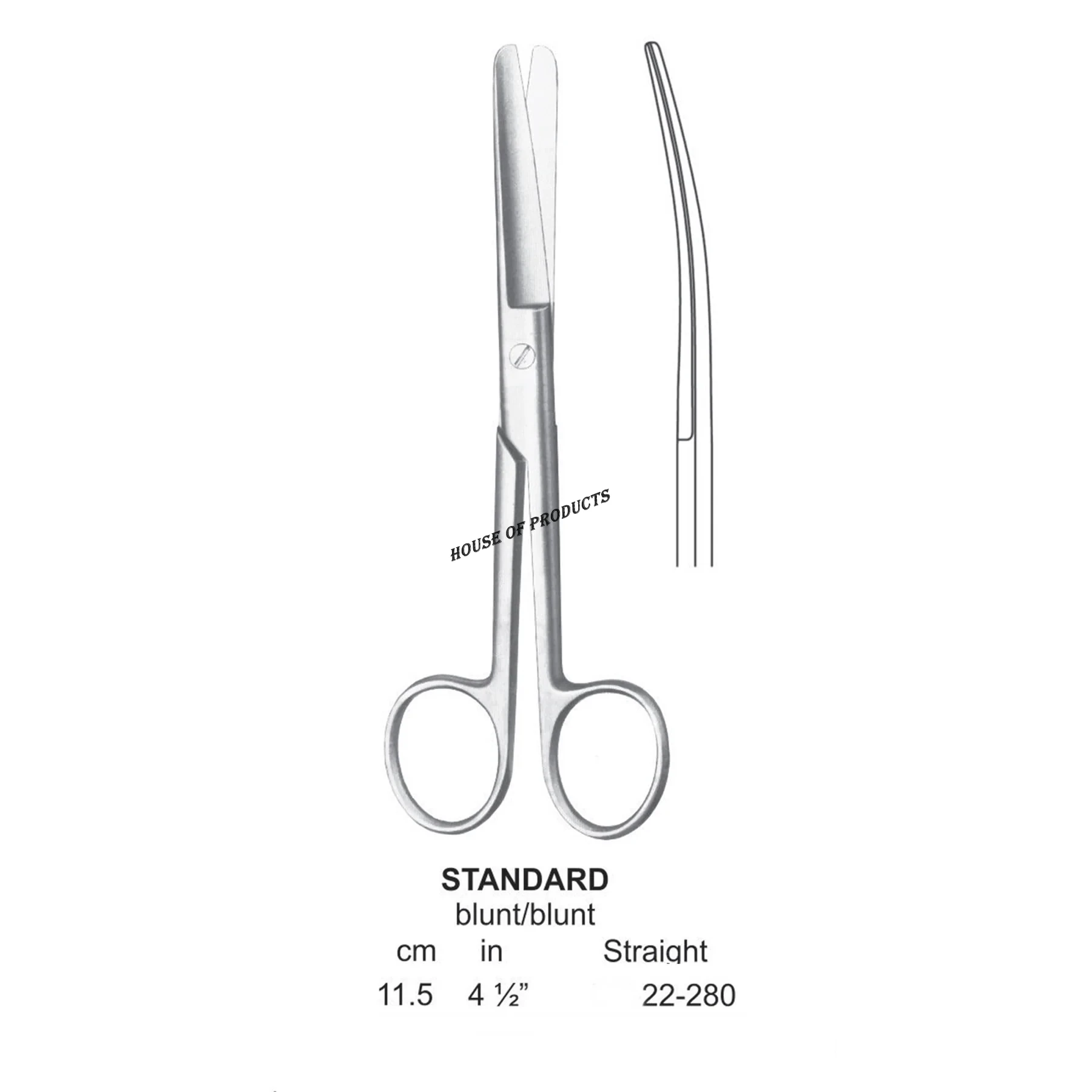 Standard Operating Scissors Str 11.5Cm  CE ISO certified Surgical Instruments Scissors