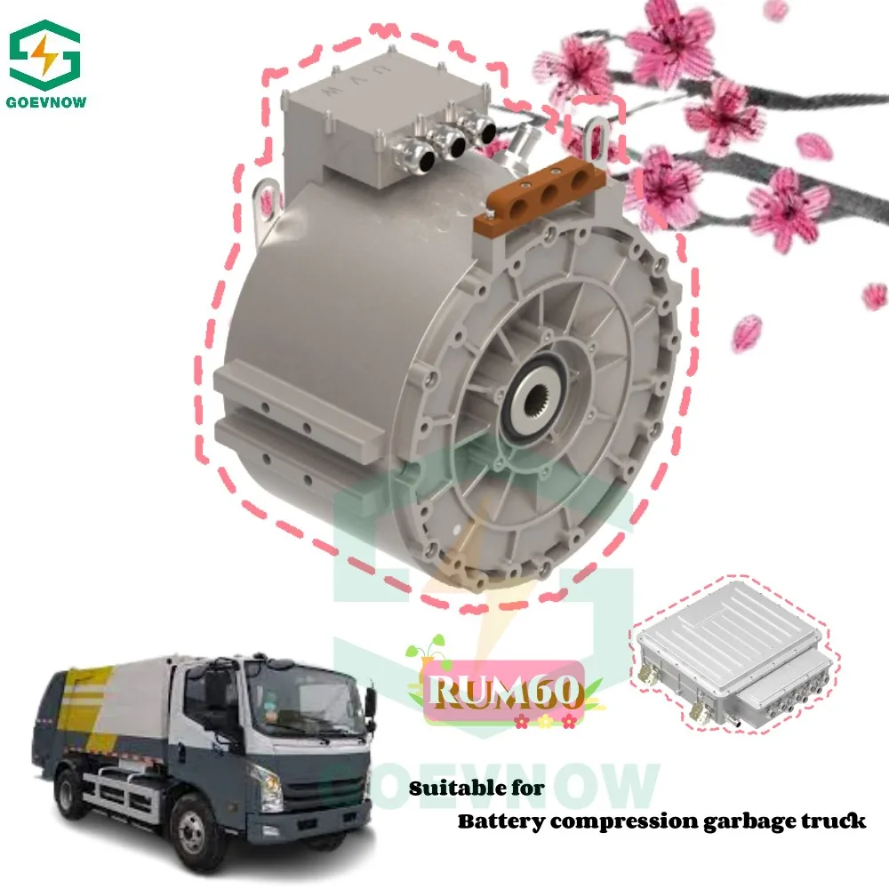 High efficiency small drive motor complete kit for compression garbage truck RUM60 Small size AC motor controller PMSM motor