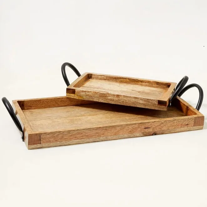 Luxury quality Decorative Wooden Tray with Carved Details Suitable for Coffee Tables and Vanity Catering Solutions from India