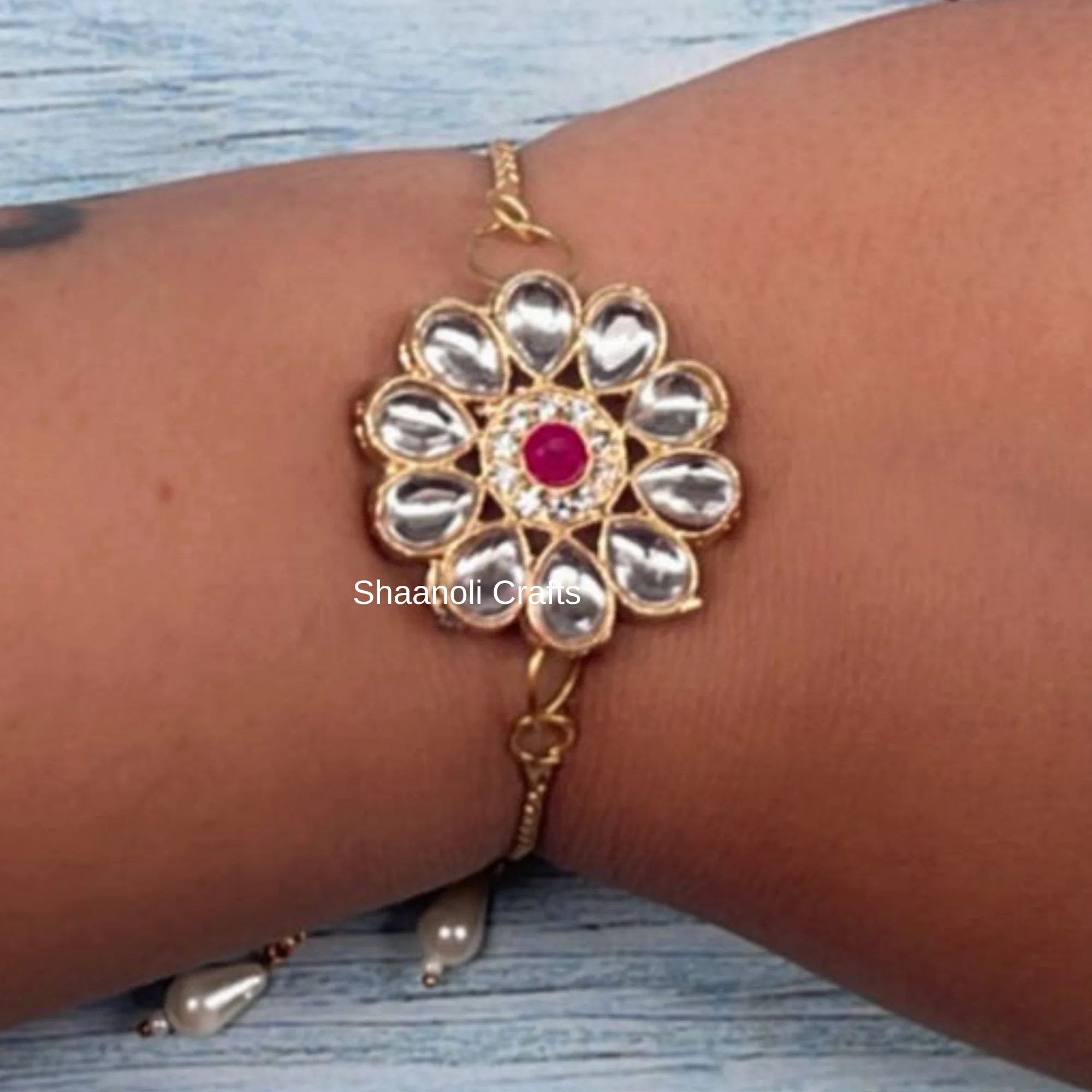 Indian High Quality Adjustable Brass & Kundan Bracelets For Women Wedding, Mehndi Favour Gifts Return Gift For Guests