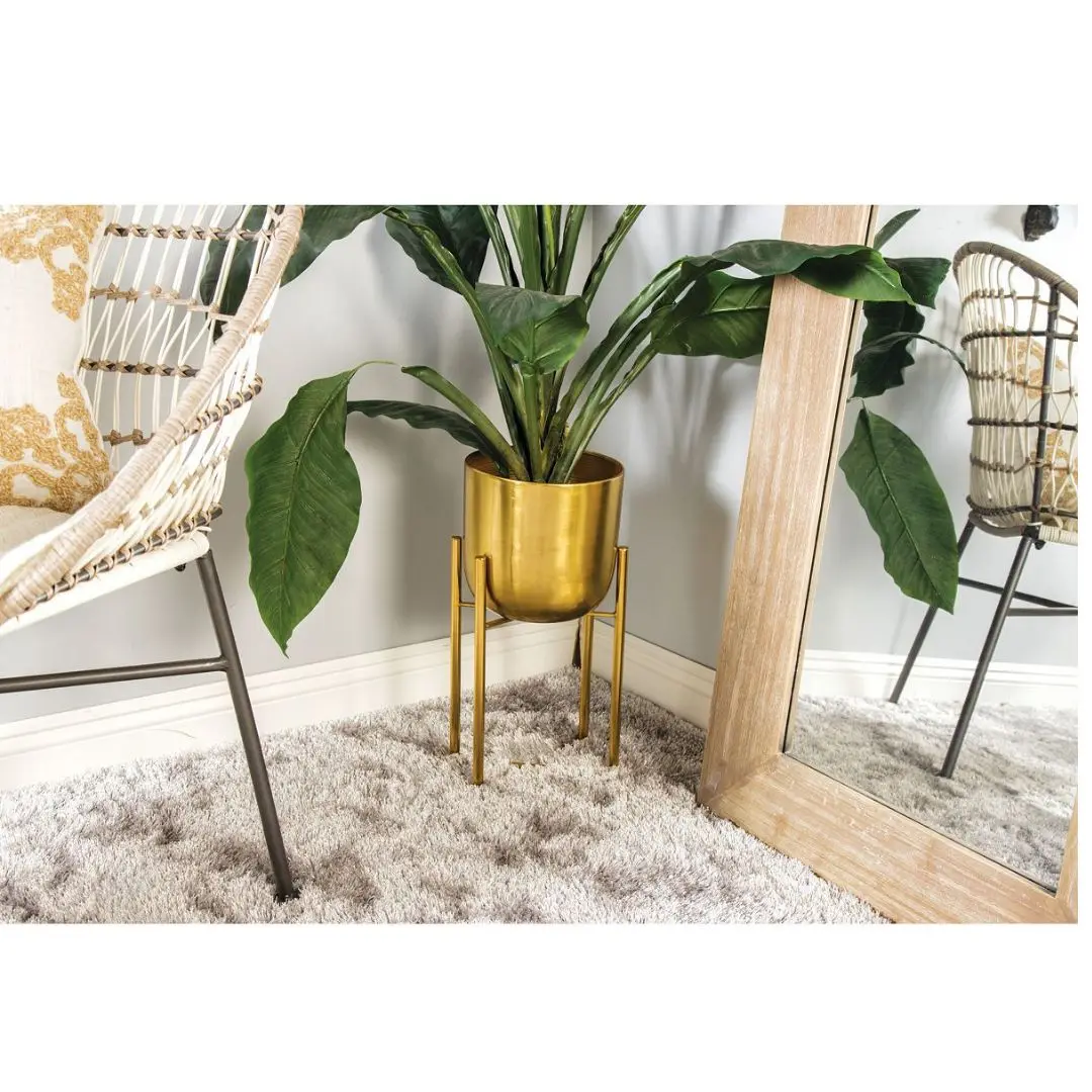 Classic Indian Metal Flower Pots & Planters with Stand for Home Garden Hotel Restaurant Living Room Decoration By WB INC