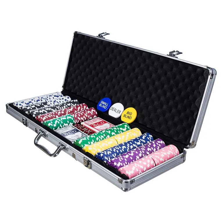 Poker Case 500 Chips 11.5gms Dice Unnumbered 8 Colors