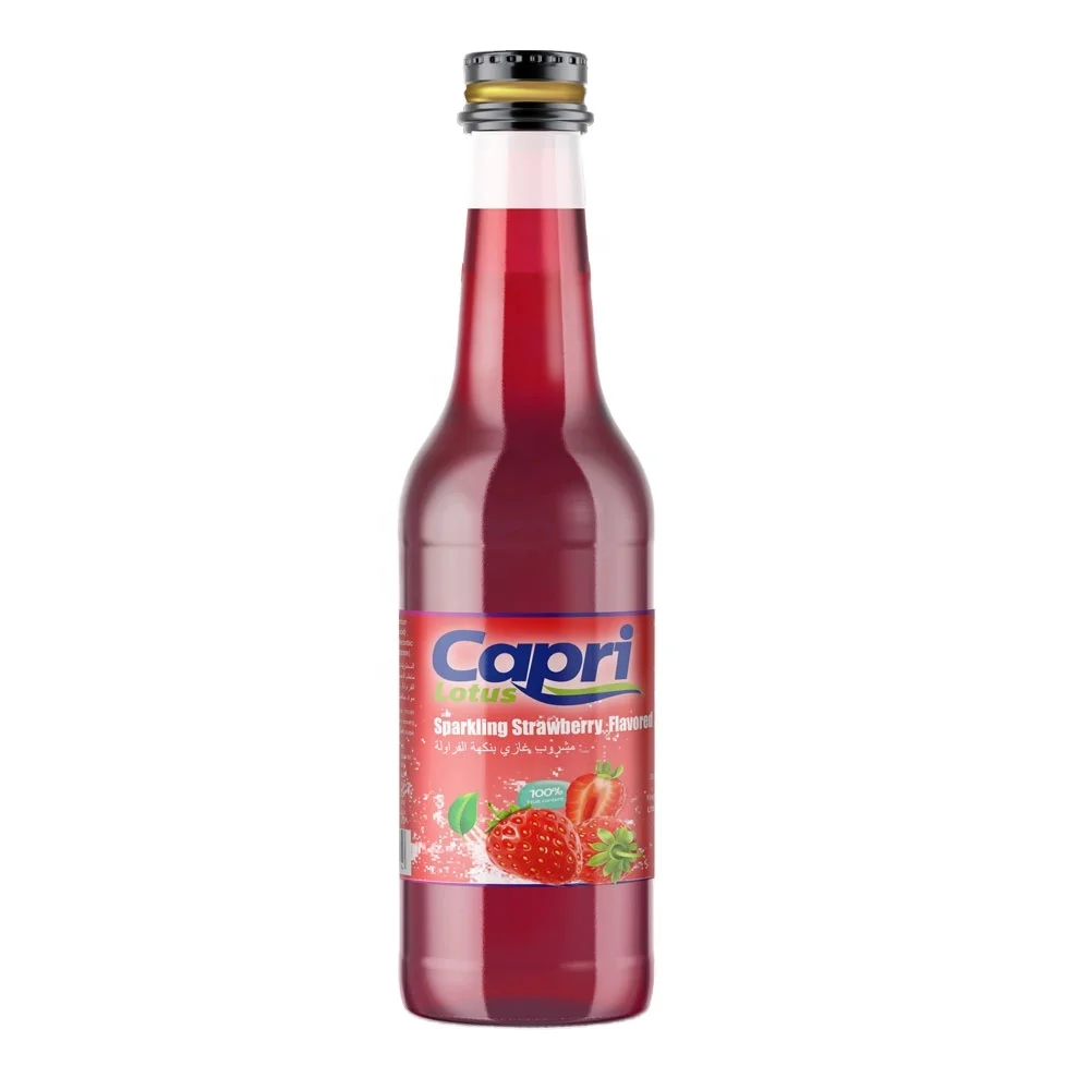 LOTUS CAPRI SPARKLING STRAWBERRY FLAVORED SOFT DRINK CARBONATED DRINK 200ml 250ml Glass Bottle Natural Mineral Water from Turkey