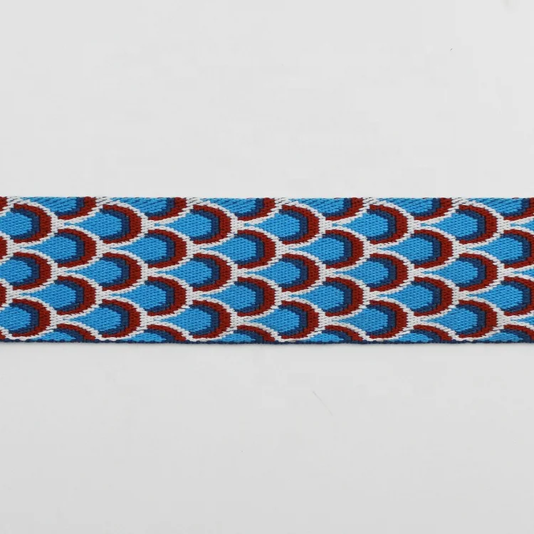 Custom 2 inch polyester fabric trim belts 50mm peacock design jacquard webbing strap for bag