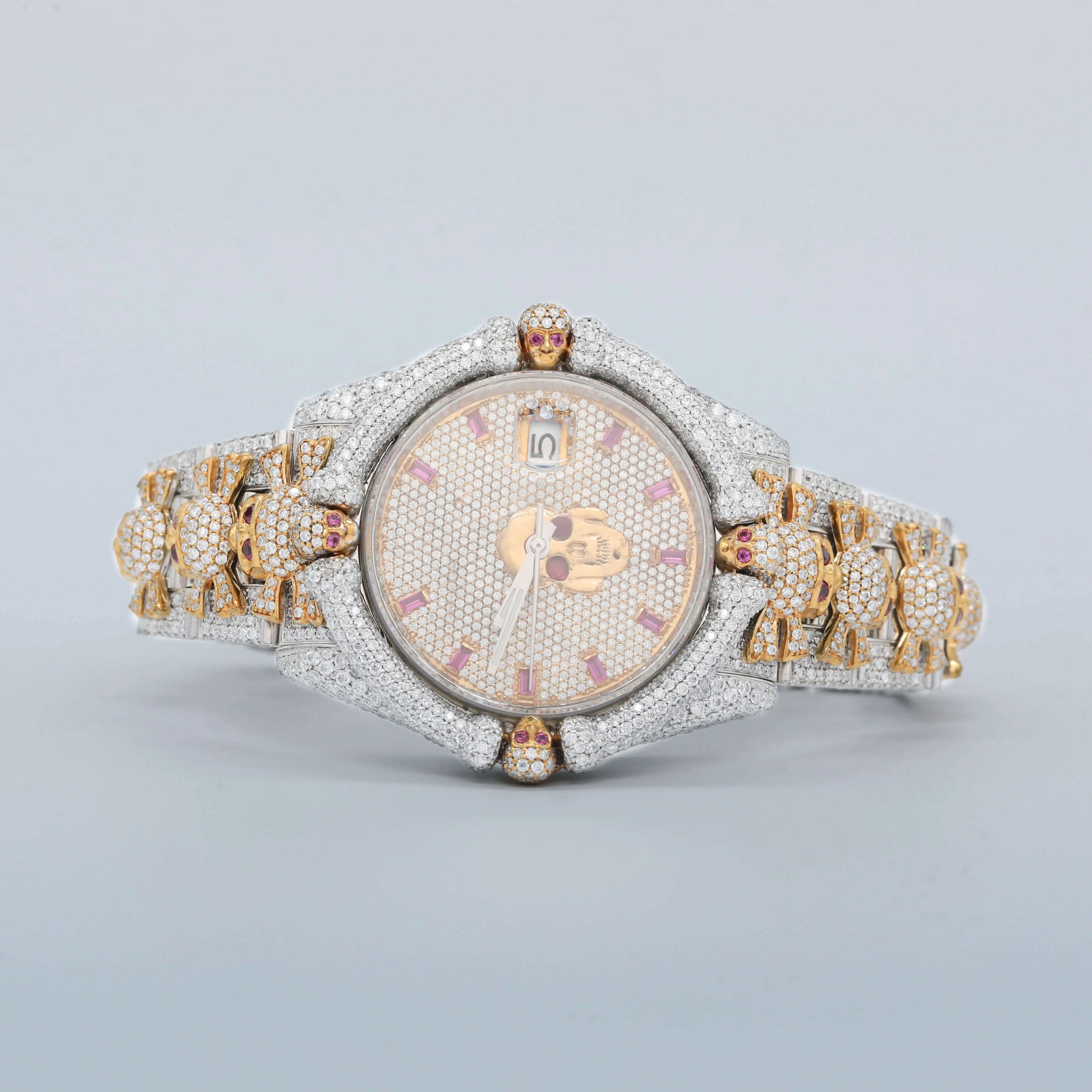 Glittering Marvels Skull Designed Diamond Bezel Watches, Assortment Perfect Harmony Bezel Watch, Unisex Watches for Fashionista
