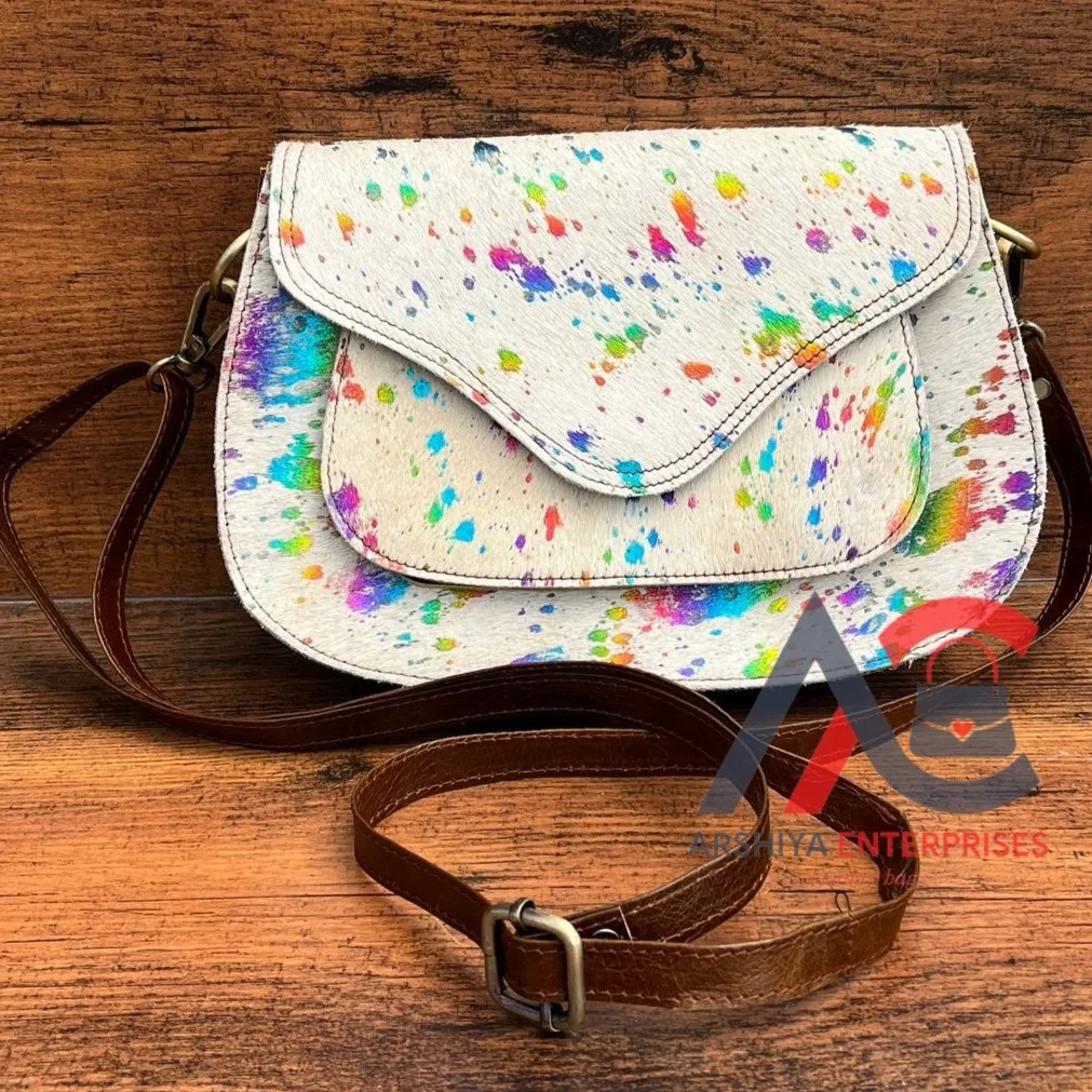 Metallic Fur Leather New Arrival Handbag Sling Bag Gypsy Boho Real Leather Vintage Handmade Western Style Multi Uses Sling Bag