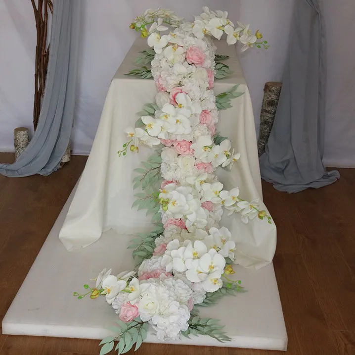 New wedding stage background wall decoration artificial flowers runner flower row