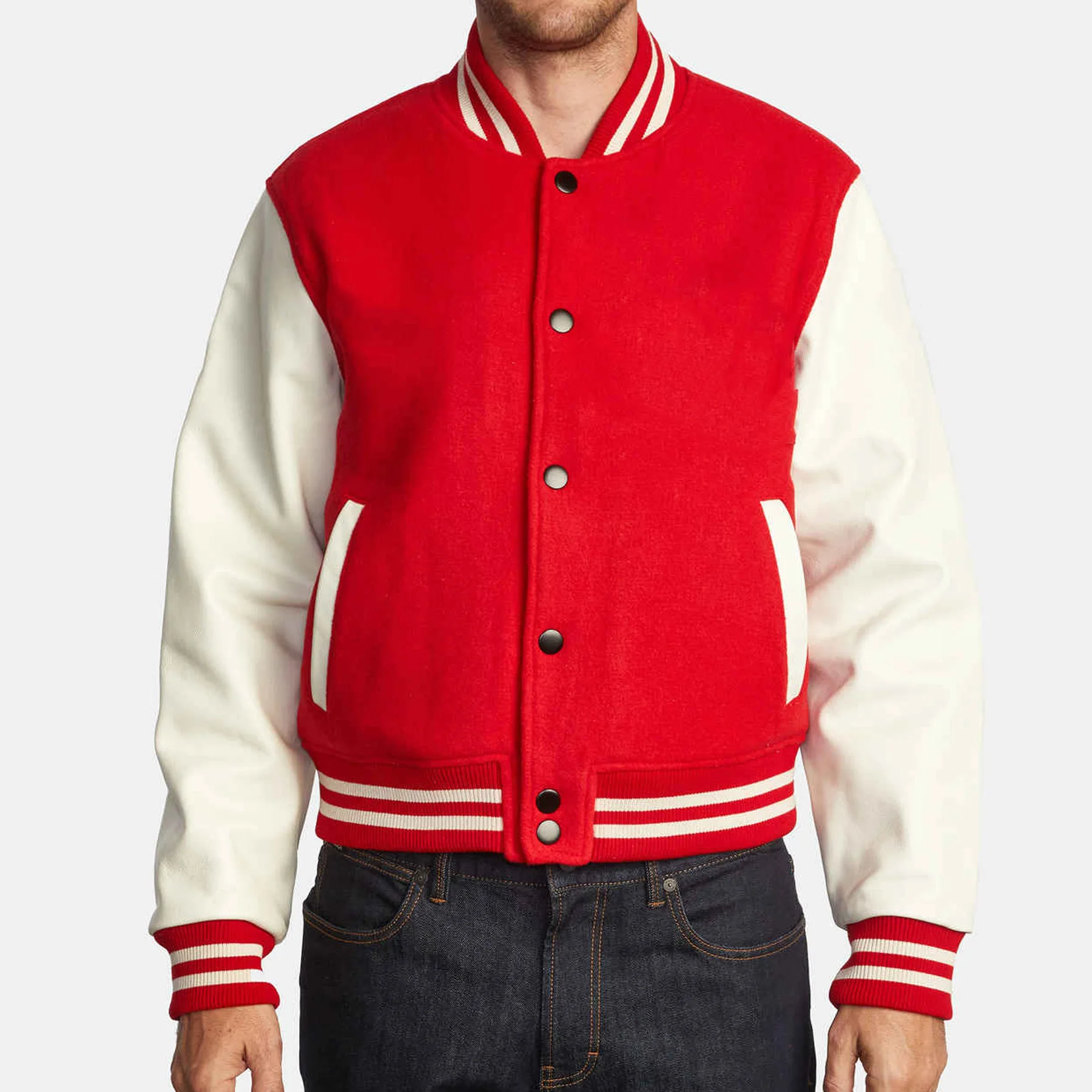Brand new Custom Logo Embroidery Patches Windproof Letterman Baseball Leather Sleeve Wool Body Bomber Polyester Varsity Jacket