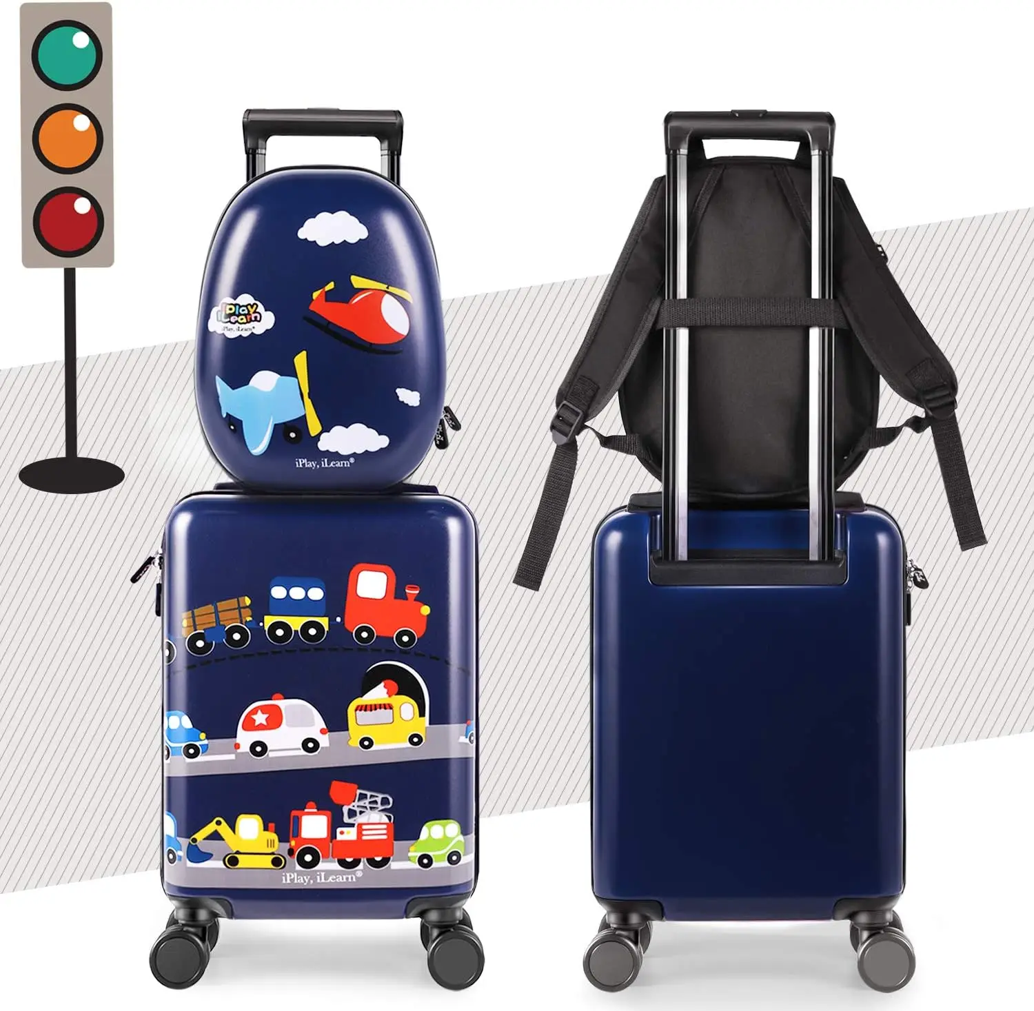 Children carry-on luggage set 18 inch rigid trolley case with universal wheels backpack hard shell travel suitcase For Kids