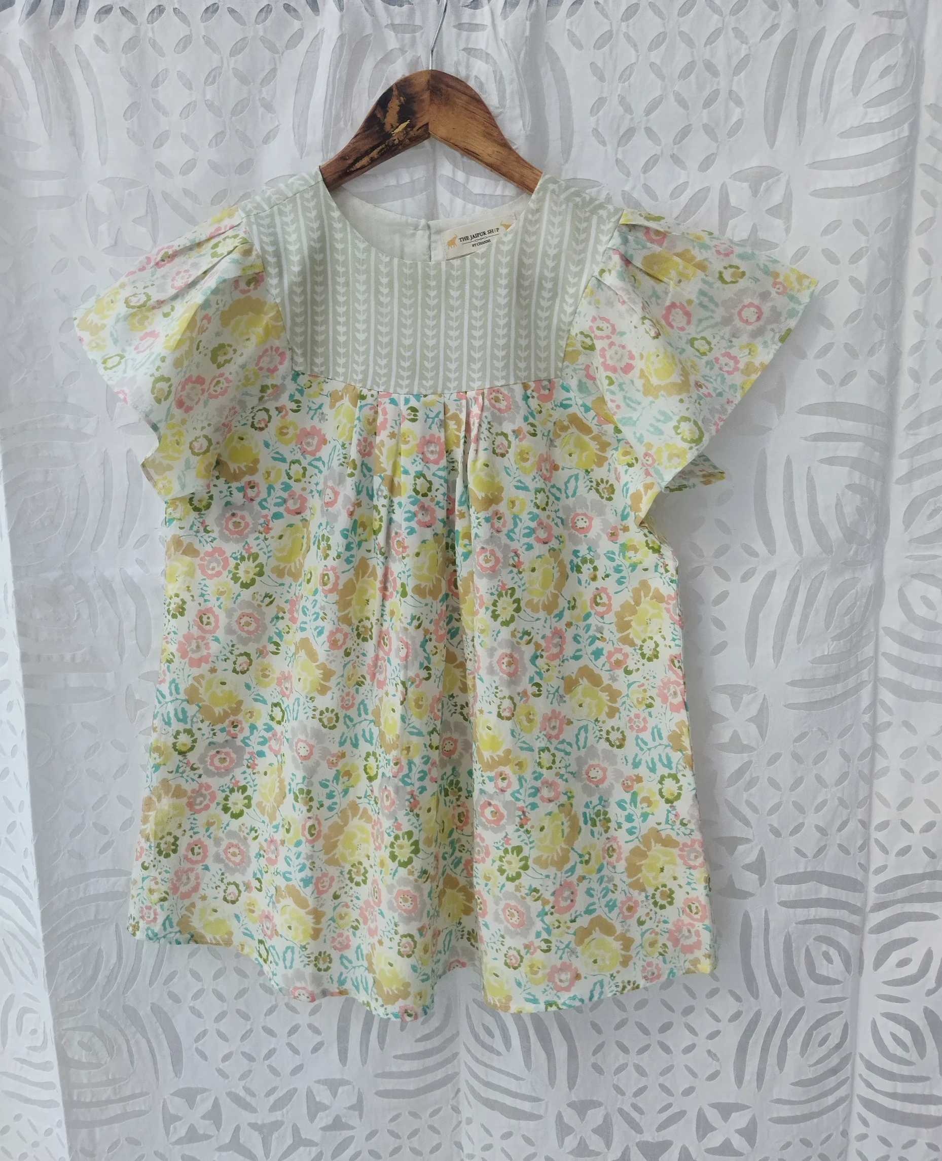 Beautiful Hand Block Printed Cotton Floral Printed Kids Dress, Colorful Floral Printed Kid Frock For Summer Autumn & Spring