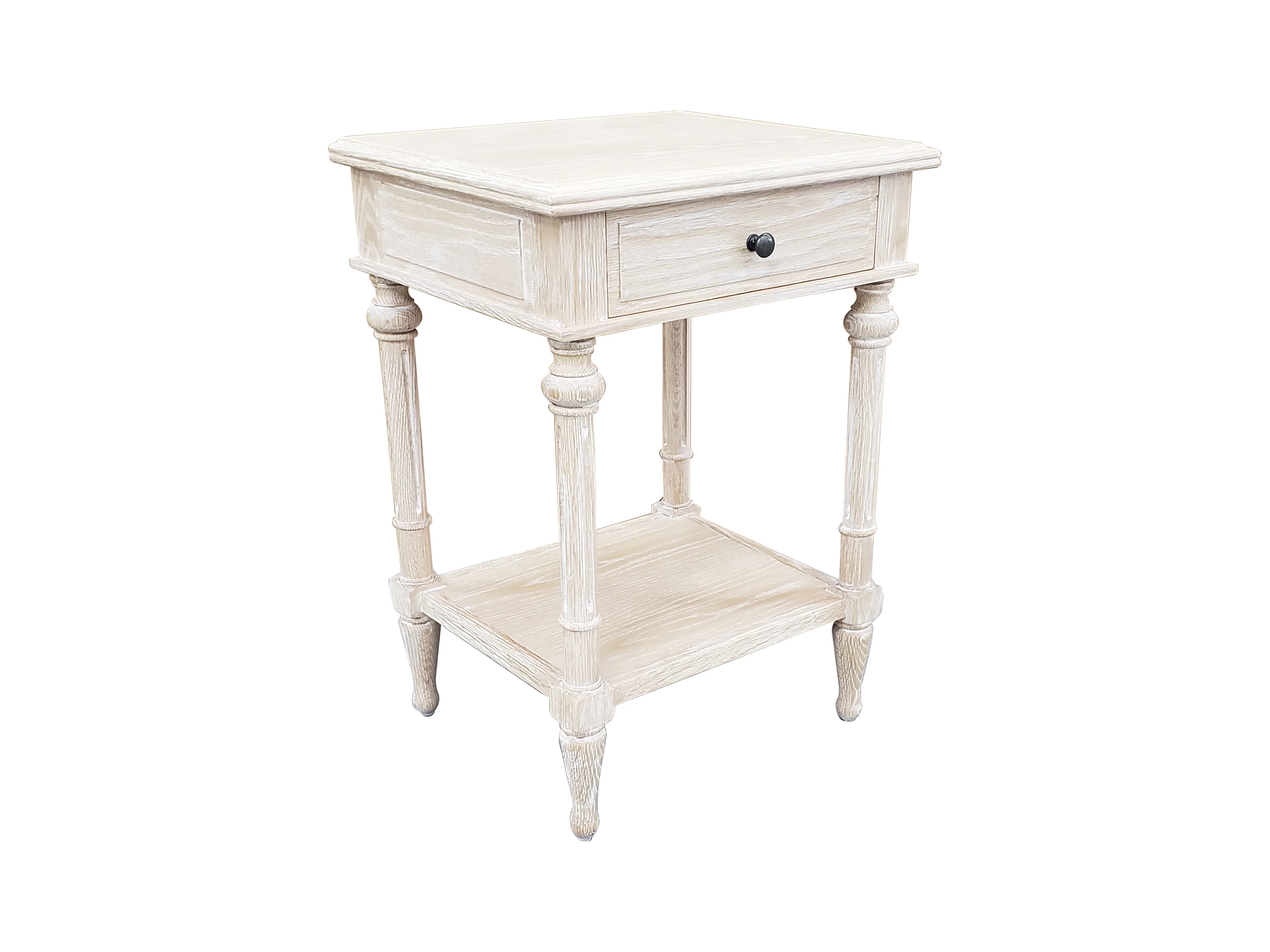 Mrs Woods Luxury Classic White Oak Wooden Durable Stable With Shelf Safe Overbed Bedside End Table