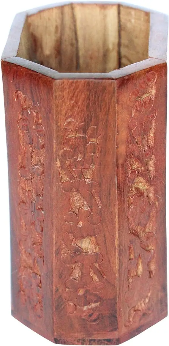 Latest Desk Supplies Organizer Mesh Pen Cup Pencil Holder Wood Unique Design for Kids Desk Office and Home Decor Floral handmade