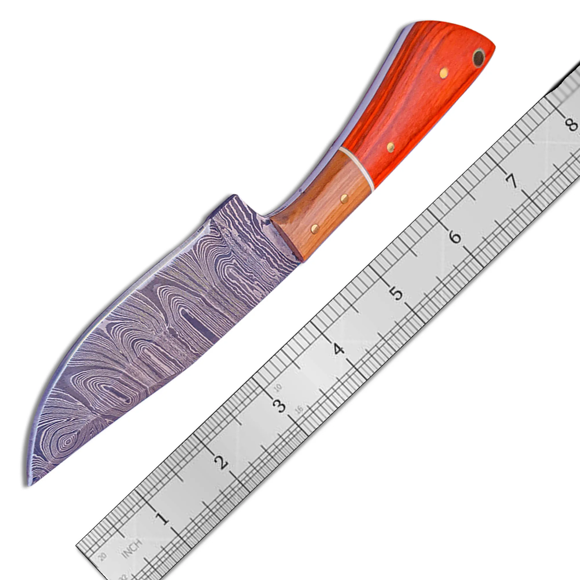 Hot Selling New Arrival Full Tang Damascus Knife with Steel Blade and Wood Handle for Outdoor Survival Hunting Industrial Use