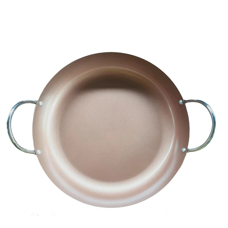 12 6 'испанский морепродуктов сковородка для жарки кастрюли Cooper эффект антипригарным паэлья с двумя ручками