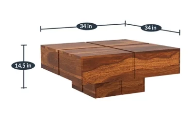 Ready to Ship Sheesham Wood Coffee Table Walnut Finishing Square Shaped Coffee Table For Sale By Exporters