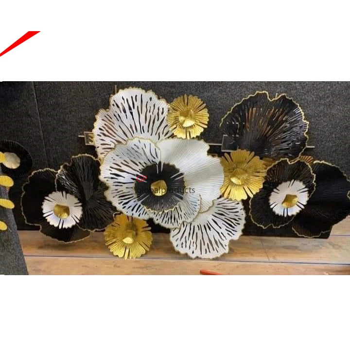 luxury interior modern leaf design wall decor home accessories hotel office metal craft hanging wall decor