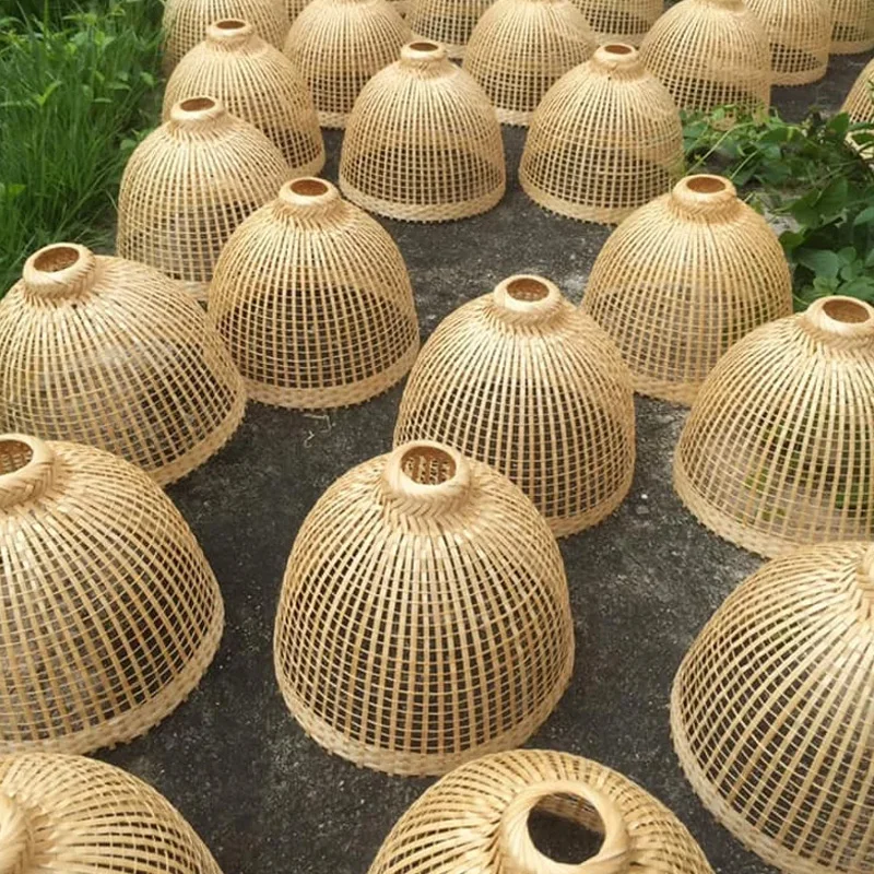 Hot Sale Bamboo Hanging Lamp Pendant Light Asian Oblong Repurposed Fish Trap Ceiling Lamp High Quality Vietnam Supplier
