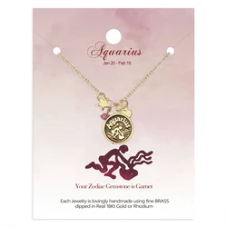 Custom Initial Disc Necklaces Gold Plated Heart Star Zodiac Coin Pendant Necklace Round Horoscope Zodiac Necklace