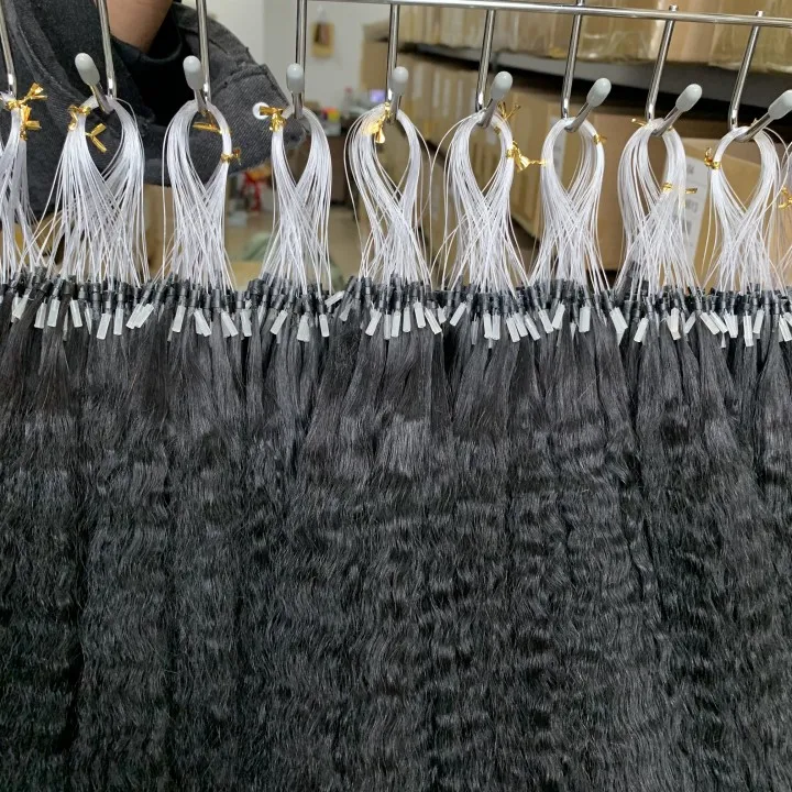 Microlinks Hair Extensions 100 Strands/Pack Natural Black Unprocessed Virgin Peruvian Kinky Straight Micro Loop Hair Naturel