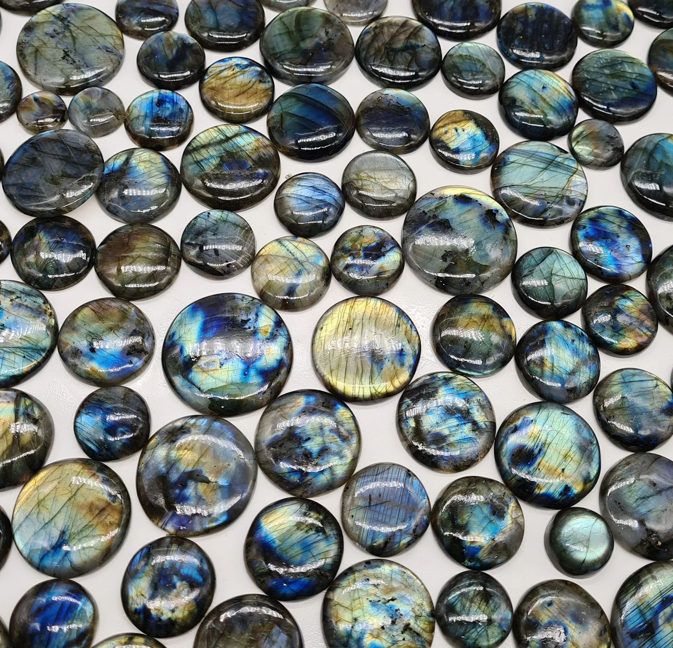 Натуральный Лабрадорит Кабошоны круглой формы и размеров, оптовая продажа, свободный драгоценный камень, Синий огненный лабрадорит, свободные Кабошоны