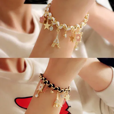Korean Special Design Leather Bracelet Jewelry Tower Star Jewelry Christmas Gifts For Women