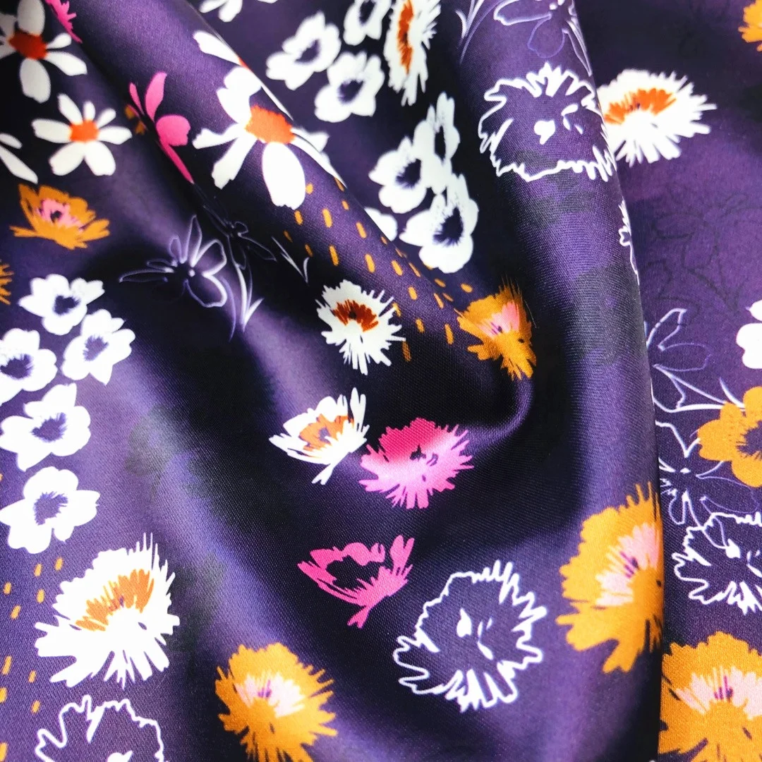 Best Selling Durable Using Customized Silk Satin Fabric Digital Print Silk Charmeuse Cloth Fabric