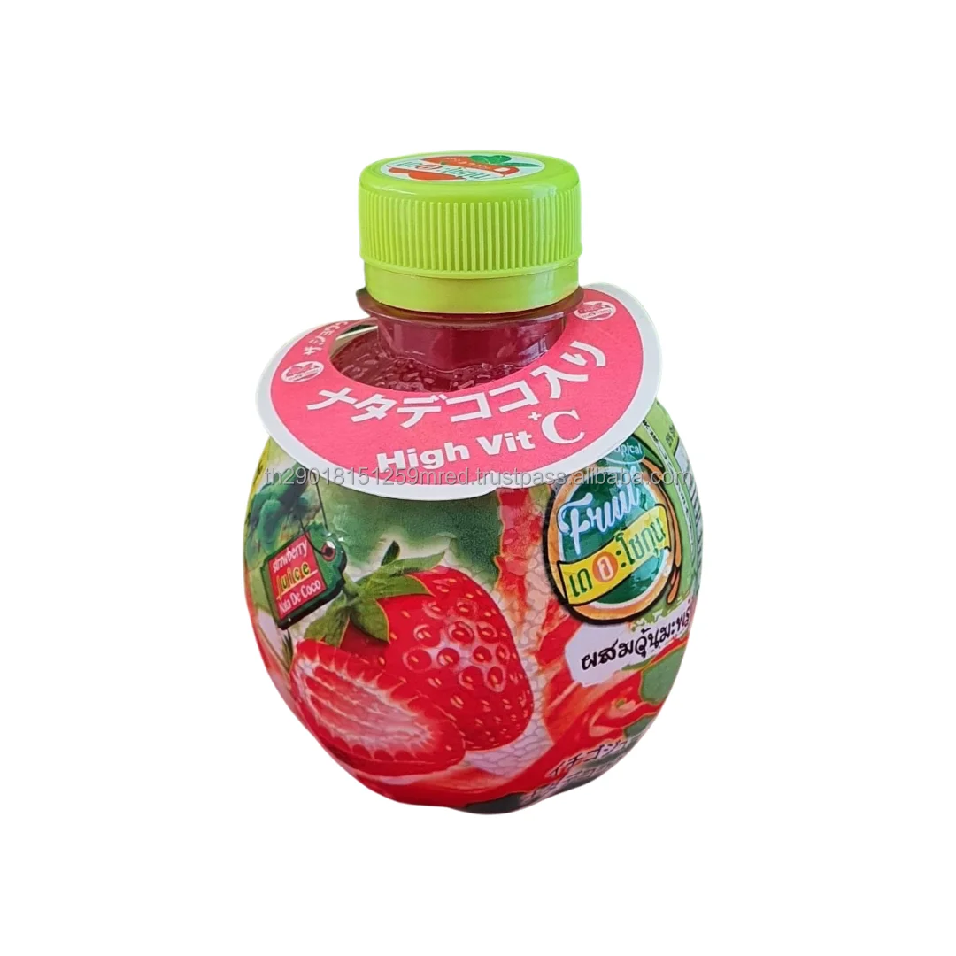 Strawberry Concentrated Beverage with Nata De Coco Product of Thailand by Captain iLee of BEST A EVER Company Limited