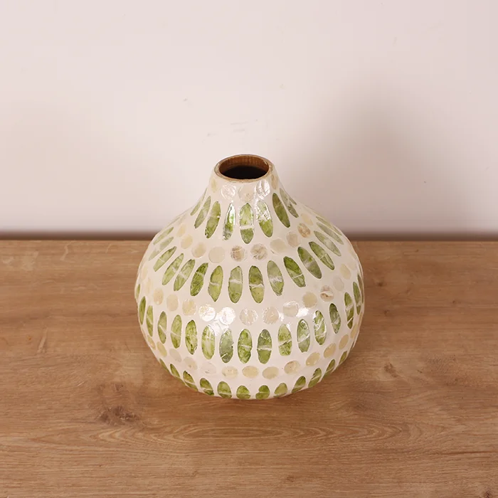 Handmade Mother of pearl Flowers Vase Table Decorative Seashell Vases Cylinder vase in living room or bedroom