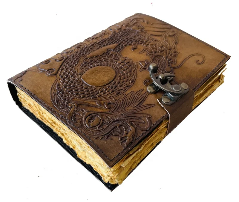 Personalized Dragon Leather Journal Celtic Notebook Engrave Scrapbook Witchcraft Journal Anime Grimoire Book of Shadows Diary