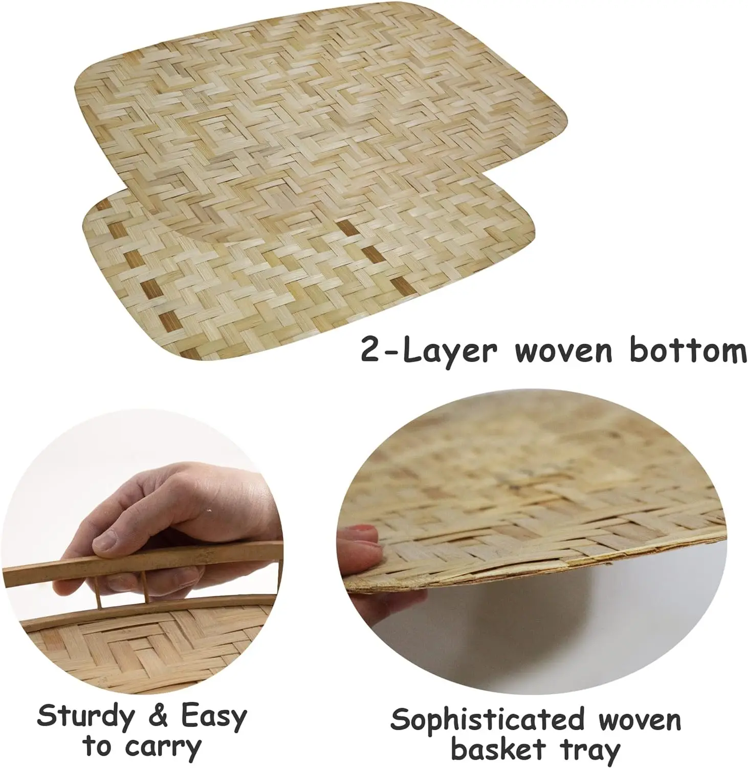 Hot design handwoven natural bamboo serving tray with rectangle shaped to decorate and store food wholesale from Vietnam