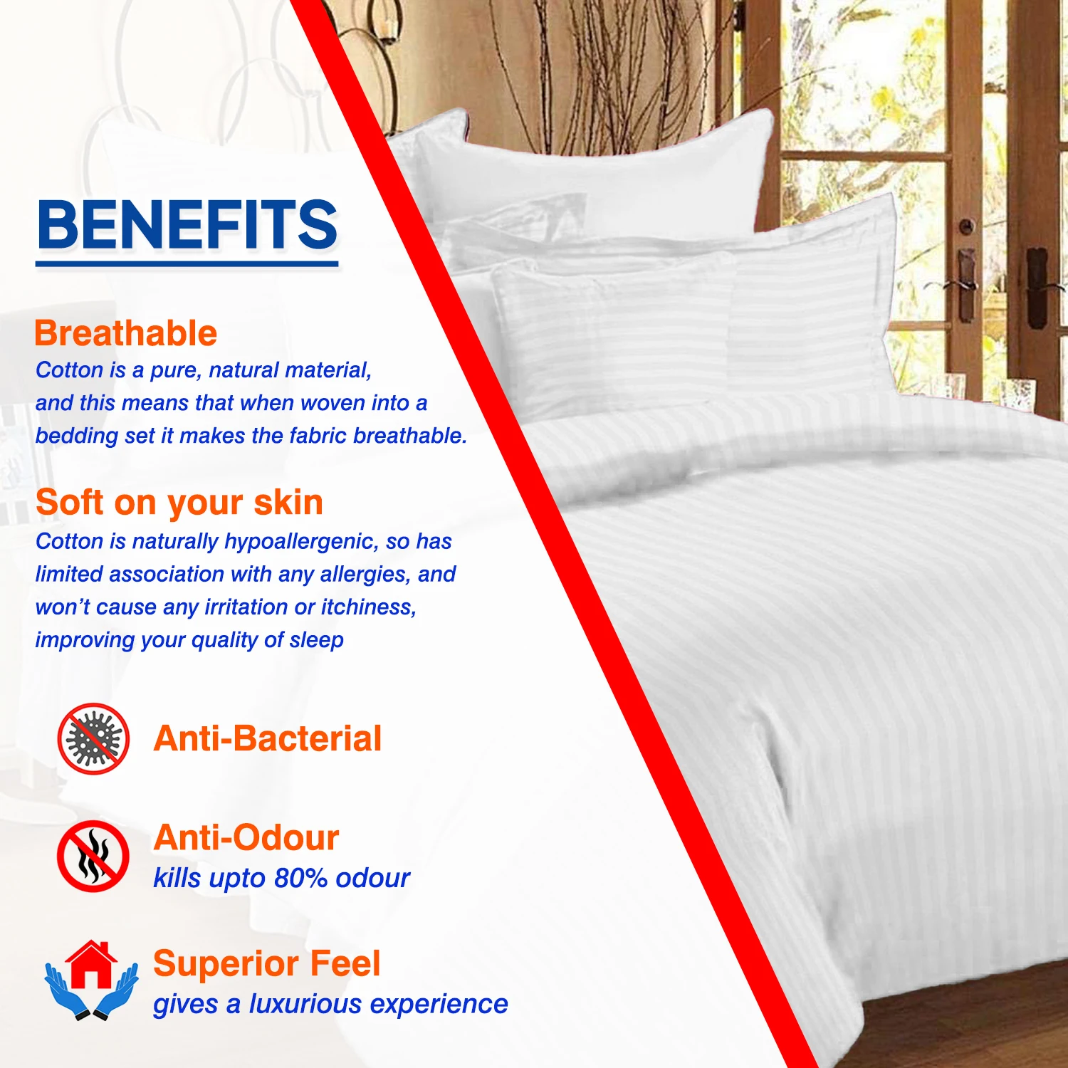 350 Tc Cotton Satin Stripe Bedsheets