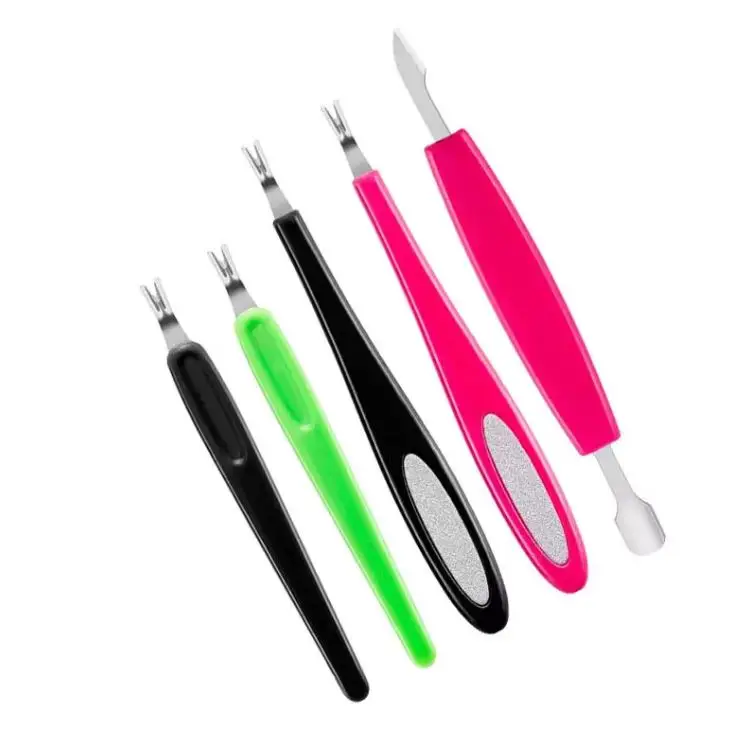 Professional Nail Cuticle Pusher with Plastic Handle Double Side Stainless Steel Cuticle Remover Pushers