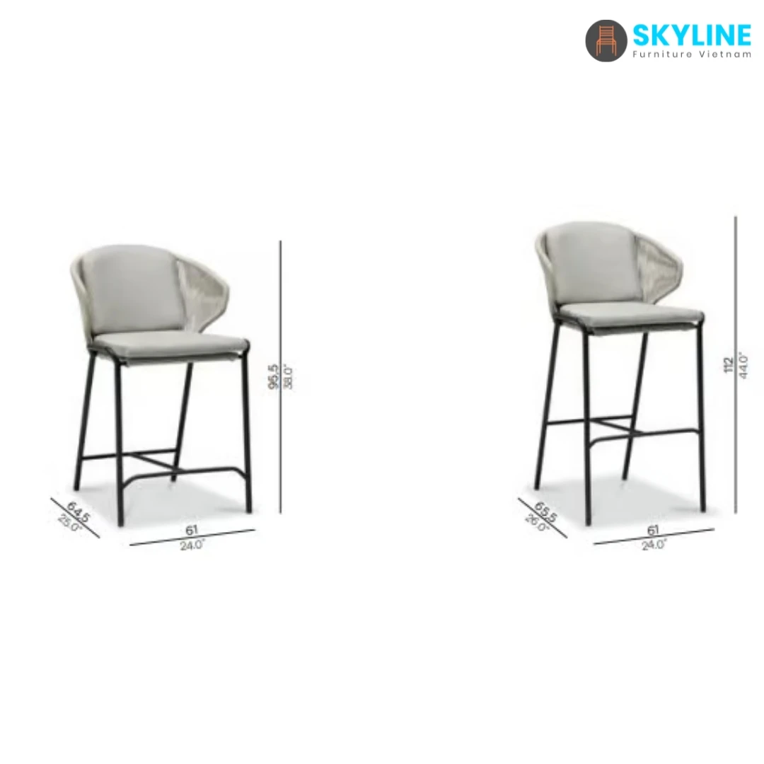 Wholesale PE Rattan Rope Woven Outdoor Dining Chairs Elegant Restaurant Furniture Tables with Rope Weave From Viet Nam