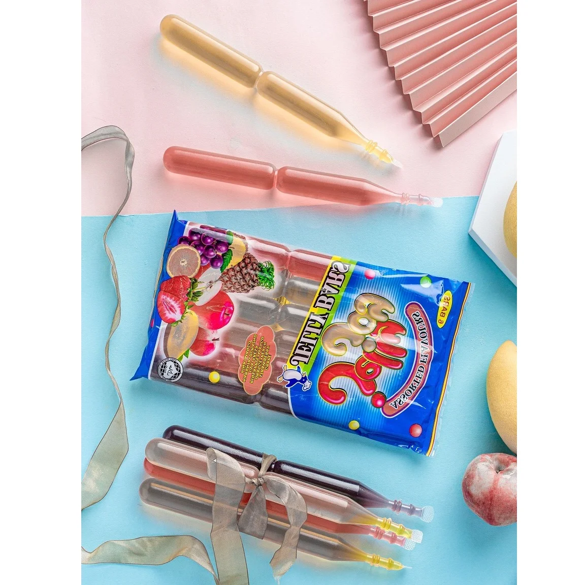 Low-Carb Pudding Children Snack Pouch Bulk Fruity Dessert Drink Jelly Joy Jelly Bars Stick 85gm x 6 Bars x 20 Bags